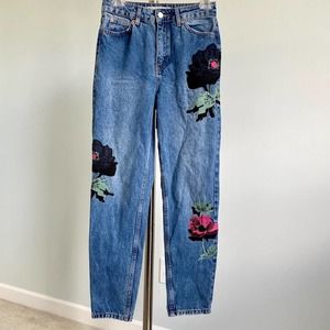 Topshop Moto Boyfriend Embroidered Jeans